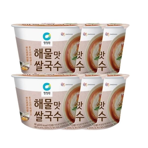 청정원 해물맛 컵쌀국수 92g 6개