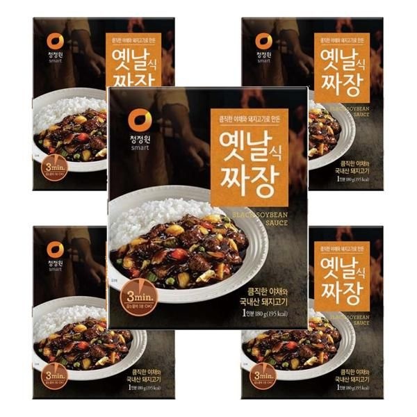 청정원 옛날식짜장 (레토르트,1인분) 혼밥 간편식 도시락 180g 5개