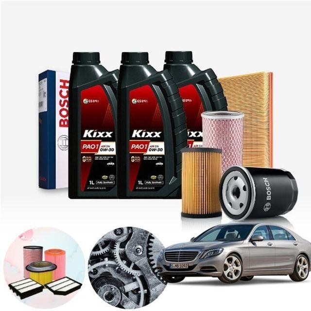 세븐커머스 S500 W222 (M273) (14~20) 가솔린 킥스파오1 0W30 0W40 합성엔진오일 필터세트 9리터