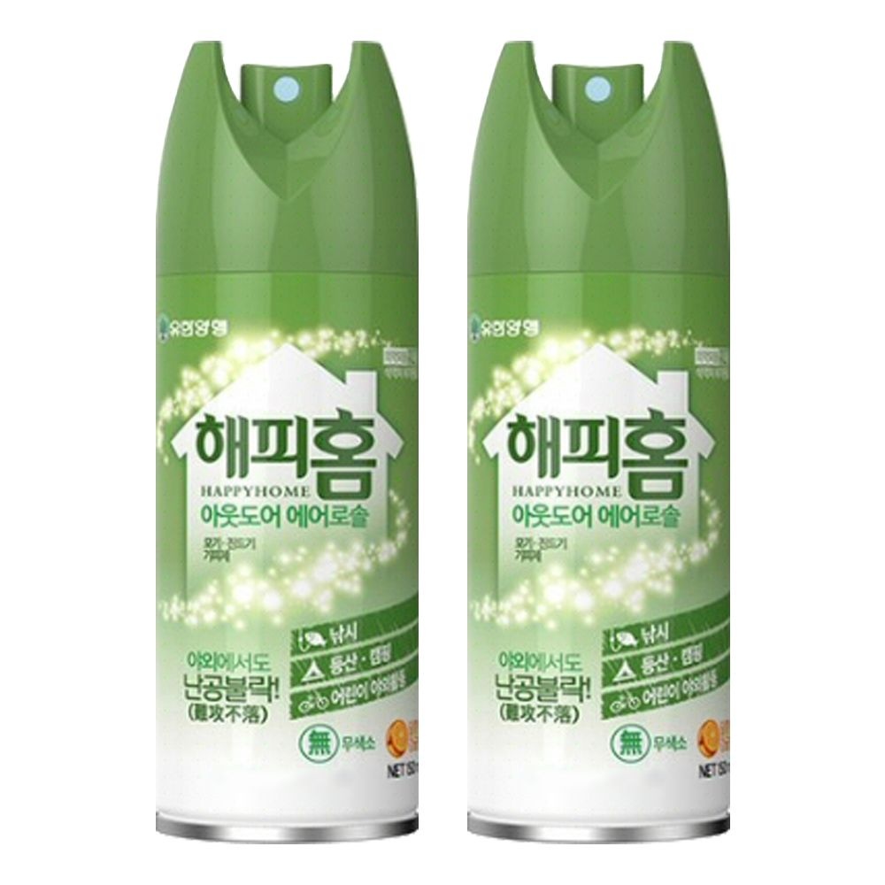 해피홈 아웃도어 에어로솔 모기기피제 150ml X 2개