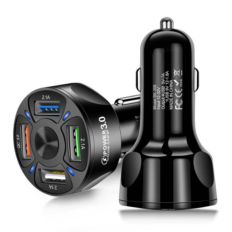 [해외] 차량용 시거잭 충전기 자동차 USB 빠른 충전 3.0 4.0 범용 18W 포트 휴대 전화 삼성 호환 s10 아이폰 11 7