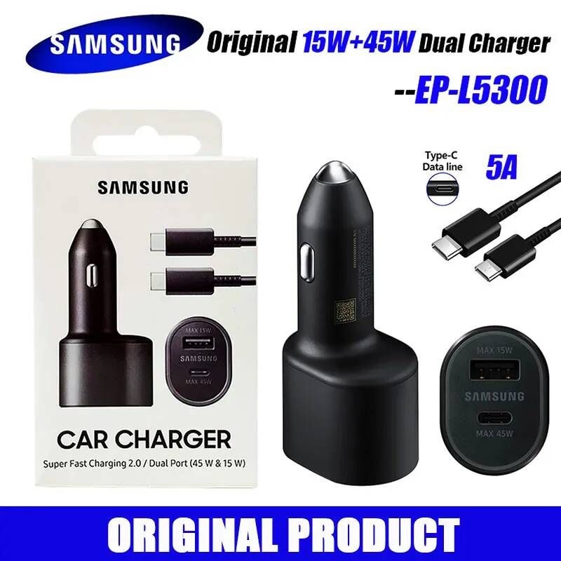 차량용 시거잭 충전기 60W 오리지널 삼성 호환 듀얼 USB Usb C PD 갤럭시 S22 노트 20 울트라 s21 폰 c타입 자동 고속
