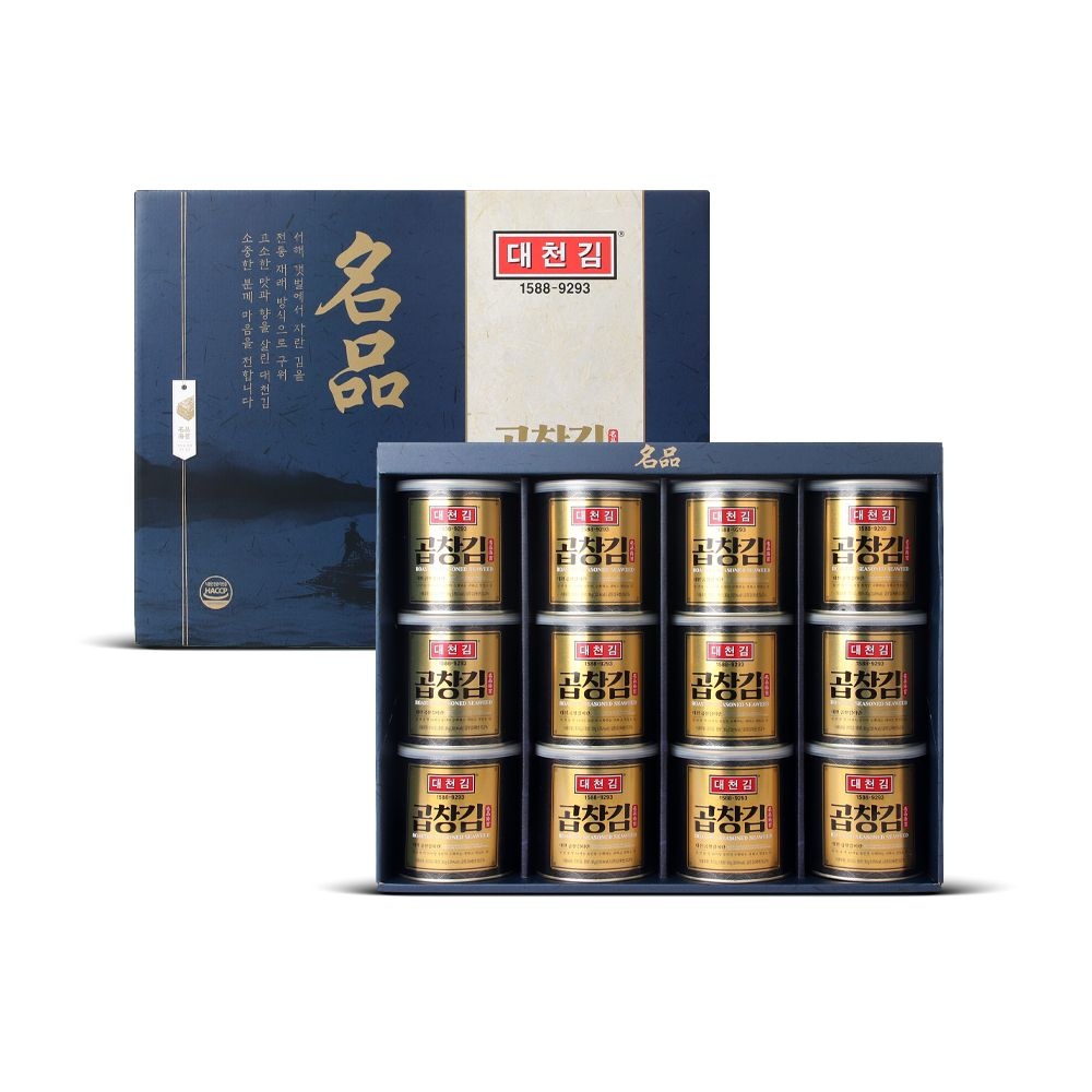 대천김 명품 곱창캔김 선물세트 (12캔)/조미김/곱창김/구운김
