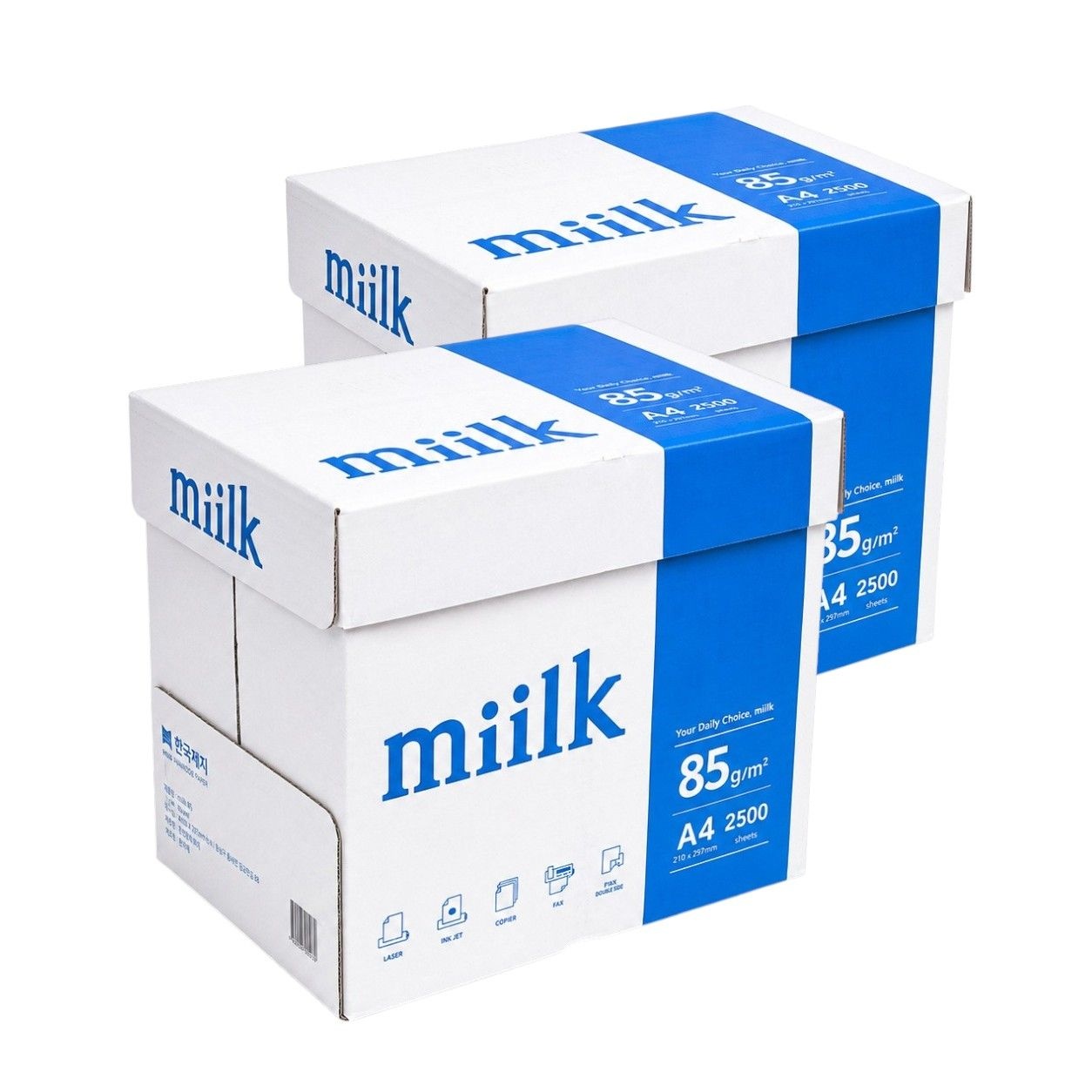 밀크 A4 85g 복사용지 2BOX 5000매/A4용지/복사지