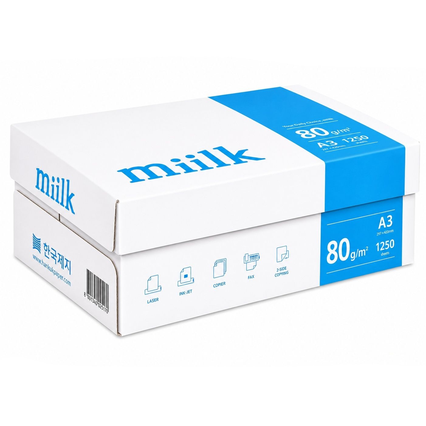 밀크 A3 80g 복사용지 1BOX 1250매/A3용지/복사지