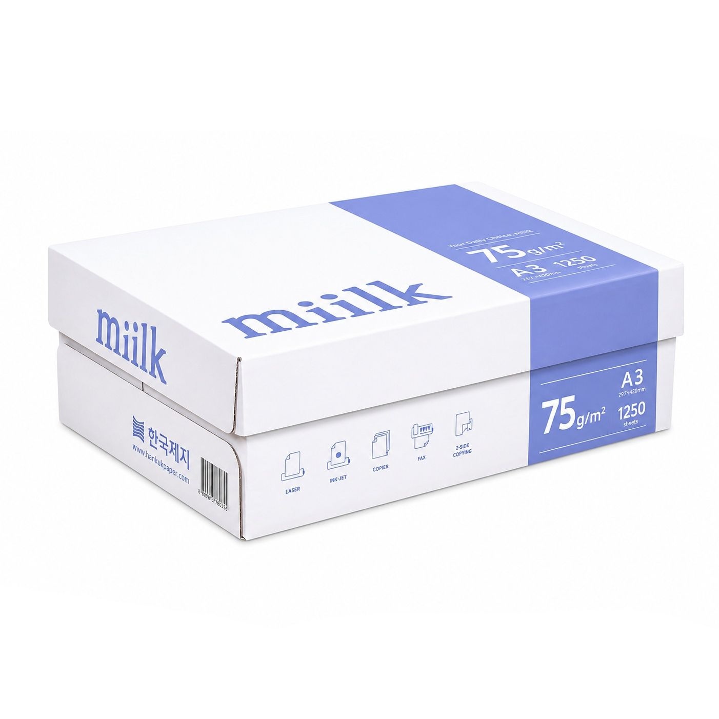 밀크 A3 75g 복사용지 1BOX 1250매/A3용지/복사지