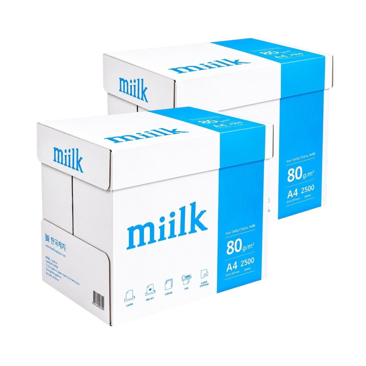 밀크 A4 80g 복사용지 2BOX 5000매/A4용지/복사지