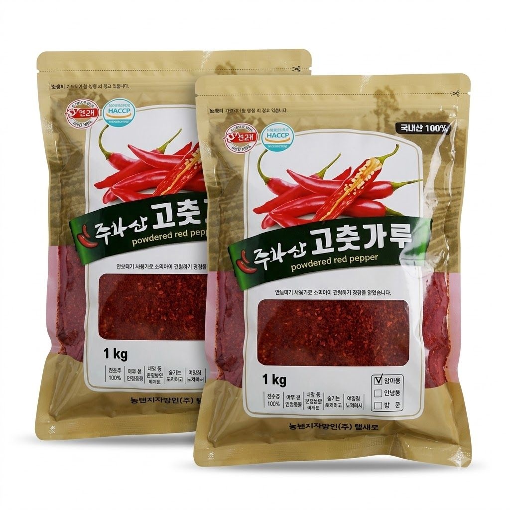 주왕산털보네하늘사과 주왕산 햇 경북 고춧가루 1kg 2개 양념 대용량 식자재 국산 고추 가루