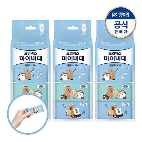 크리넥스 [크리넥스]마이비데 클린케어 미니 번들팩 다이노탱 10매x4팩X3개