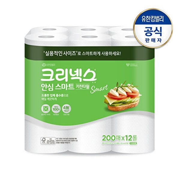 크리넥스 [크리넥스]안심 스마트 키친타월 200매X12롤