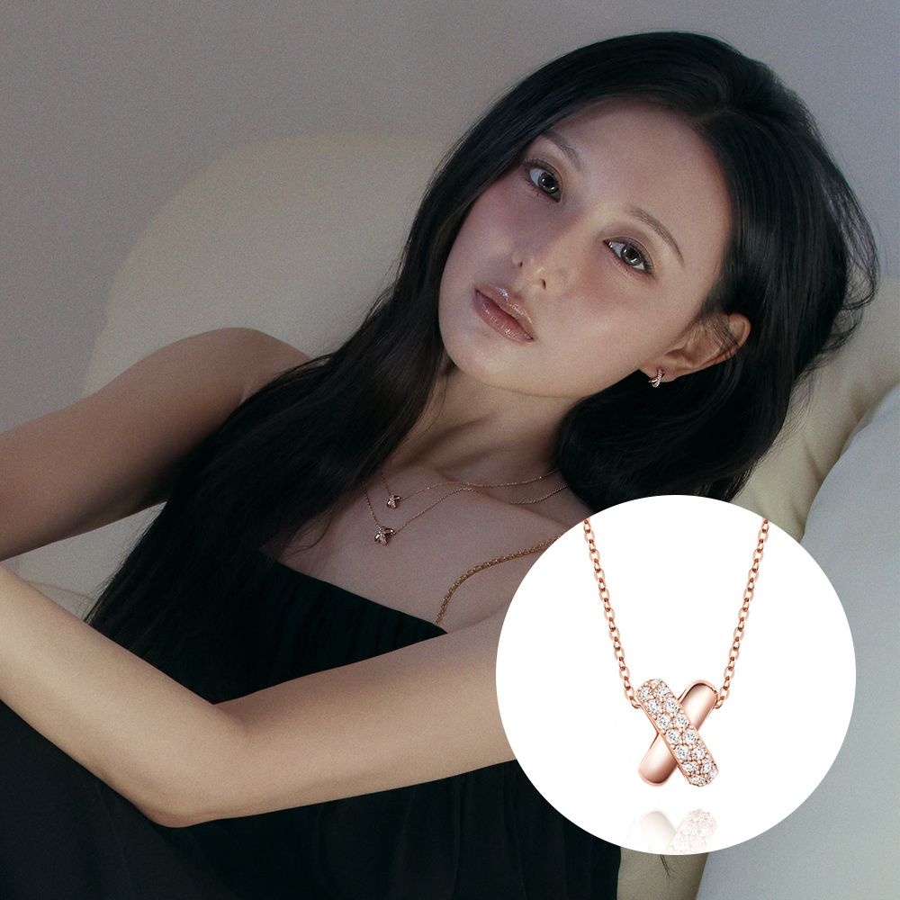 [오늘출발] 스톤헨지 [김지원 착용/스톤헨지] 크로싱 14K 큐빅 목걸이 SA24C29F