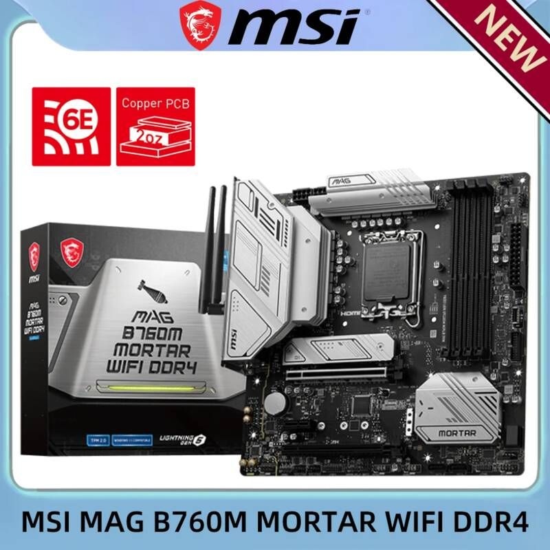 [해외] 마더보드 메인보드 MSI MAG B760M MORTAR WIFI DDR4 MATX PC WIFI6E LGA 1700 인텔 B760 PCIE5.0 마더 보드 게임