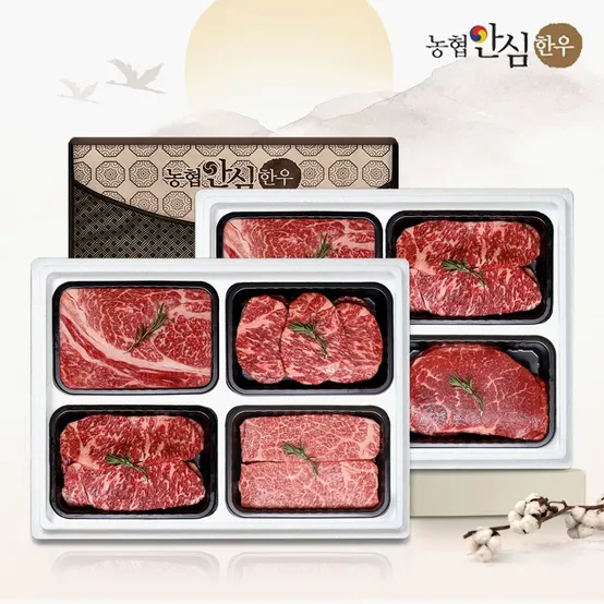 [농협안심한우]한우선물세트 정육2호 1등급 1.2kg (국거리2팩/불고기2팩)