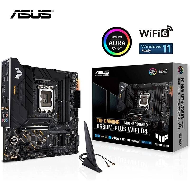 UnKnown [해외] 마더보드 메인보드 ASUS TUF 게임용 B660M-PLUS WiFi D4 LGA 1700 mATX 게임 마더 보드 B660 인텔 PCIe 5.0 DDR4 2xPCIe 4.0 M.2 슬롯 와