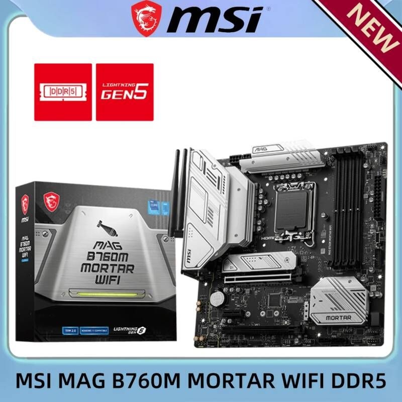[해외] 마더보드 메인보드 MSI MAG B760M MORTAR WIFI DDR5 MATX PC WIFI6E LGA 1700 인텔 B760 PCIE5.0 마더 보드 게임