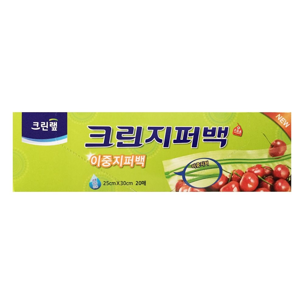 크린랩 크린 이중지퍼백 대(25cmX30cmX20매)