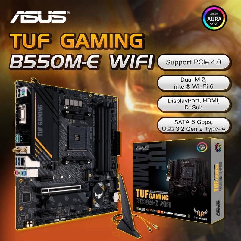 [해외] 마더보드 메인보드 ASUS TUF 게임 B550M-E (와이파이) 마더 보드 키트 Ryzen AM4 CPU Micro-ATX B550M AMD B550 DDR4 Xeon 4600(OC) MHz 12