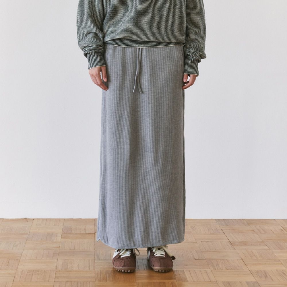 SI-ST9074 와플 밴딩 롱 스커트_Melange gray