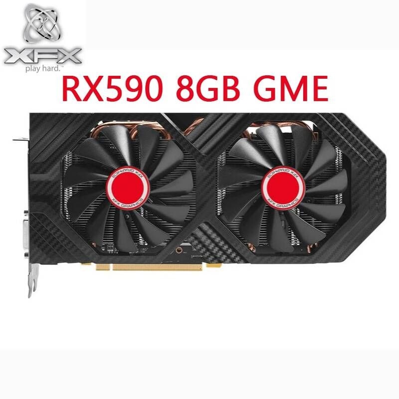 UnKnown [해외] XFX RX 590 8GB GME 그래픽 카드 256Bit GDDR5 AMD 500 2304SP RX590 8G 비디오 8 핀 HDMI DVI 중고