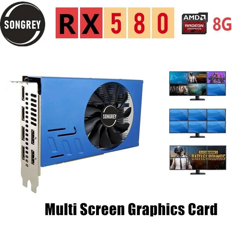 [해외] SON회색 rx 580 8gb r7350グラフィックカードマルチディスプレイ4g/8g gddr5 256bit6HDMIマルチスクリーンスプライシング