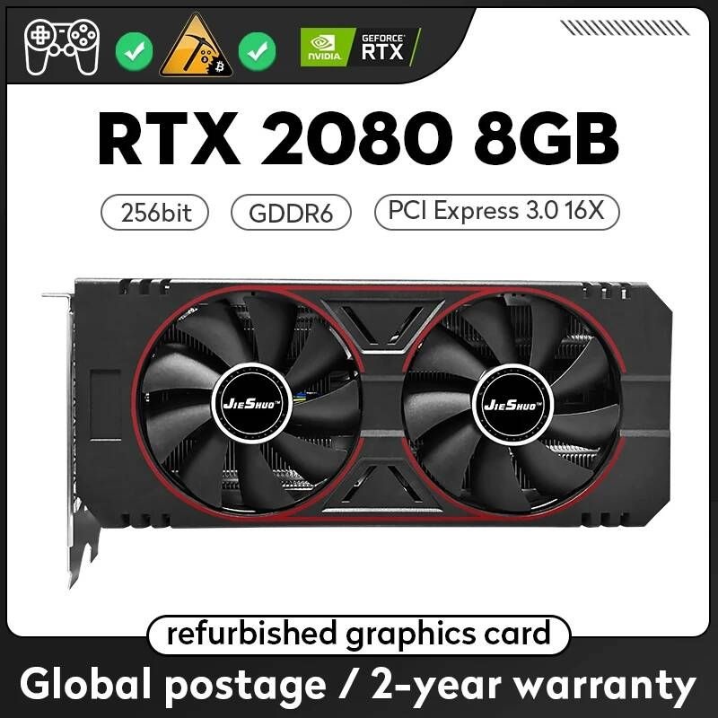 [해외] JIESHUO RTX2080 8GB 노트북 칩 GPU 컴퓨터 게임 그래픽 카드 RTX 2080 8g 256bit DDR6 GDDR6