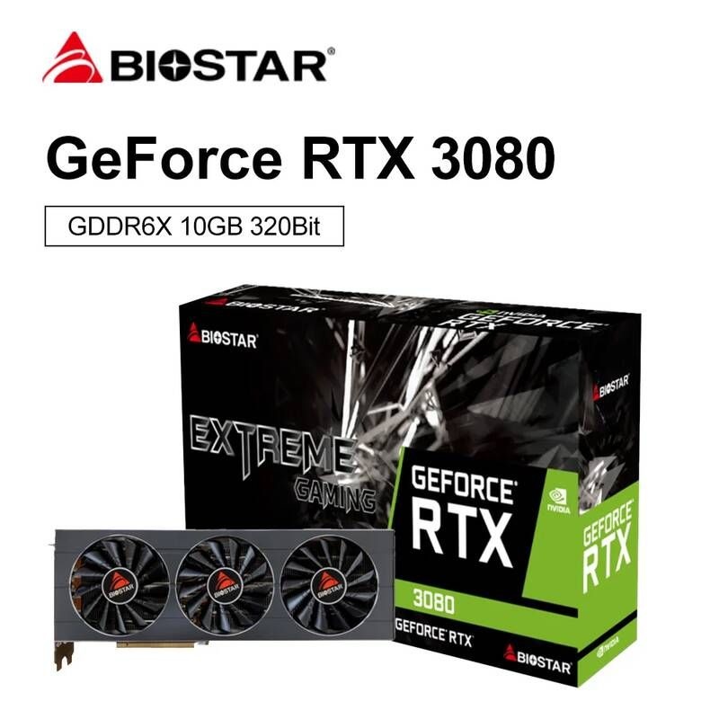 [해외] BIOSTAR- 그래픽 카드 RTX 3080 LHR GDDR6X 10GB NVIDIA GPU 320bit 8NM 비디오 게이머 액세서리