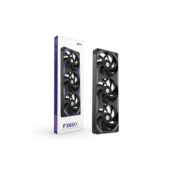 [해외] NZXT F360X 360mm 싱글 프레임 PWM RGB 퍼포먼스 팬 블랙 3개의 120mm 팬이 장착된 유닛. 최대 풍량 정압 CAM 동기화 조명. 31