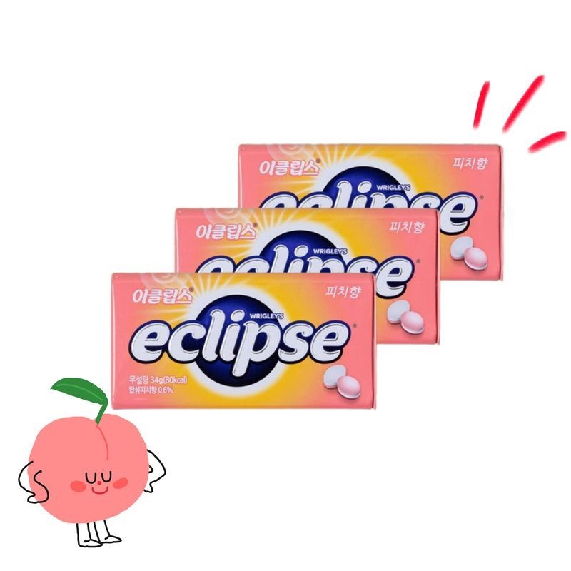 이클립스 피치향 34g x 3개 금연사탕 복숭아향 입냄세제거 무설탕 캔디