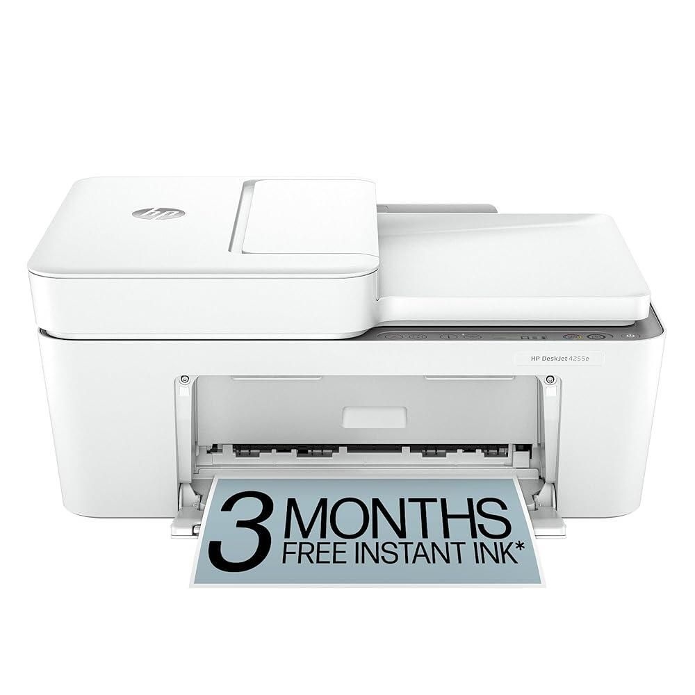 [해외] HP DeskJet 4255e 무선 올인원 컬러 잉크젯 프린터 스캐너 복사기 가정용 최적 3개월 인스턴트 잉크 평가판 포함 AI 지