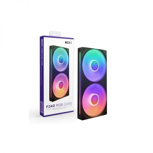 [해외] NZXT F240 RGB Core 240mm 싱글 프레임 팬 유닛 블랙 유닛에 120mm 두 개가 하나의 케이블로 연결되어 있습니다. 속도 조명