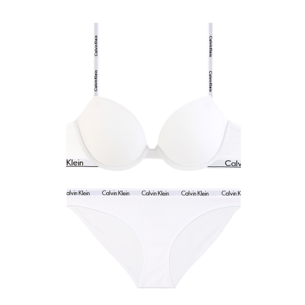 캘빈클라인 언더웨어 CK 여성 리미티드 코튼 데미 브라+팬티 세트 QF7936+QD3588 WHITE 87K203 92U713