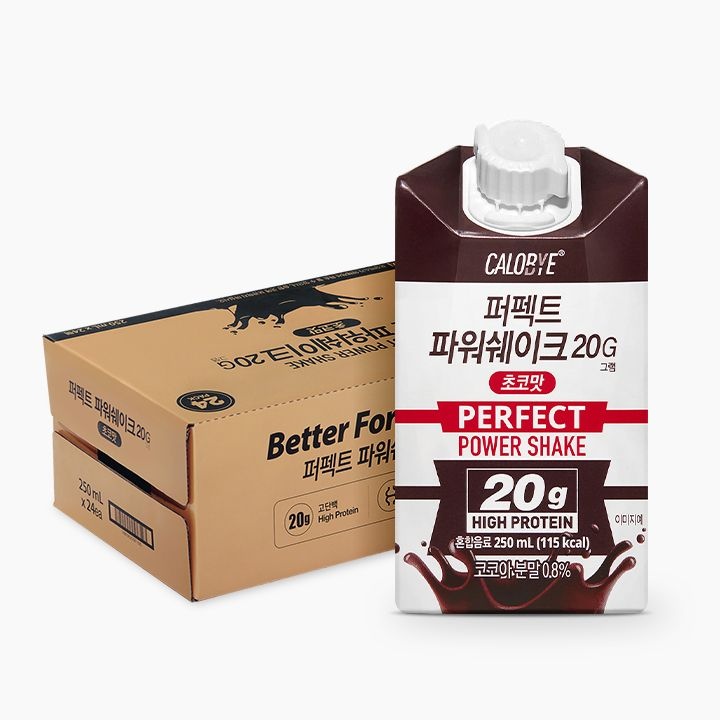 칼로바이 퍼펙트 파워쉐이크 20g 초코맛 프로틴 음료 250ml x 24개입