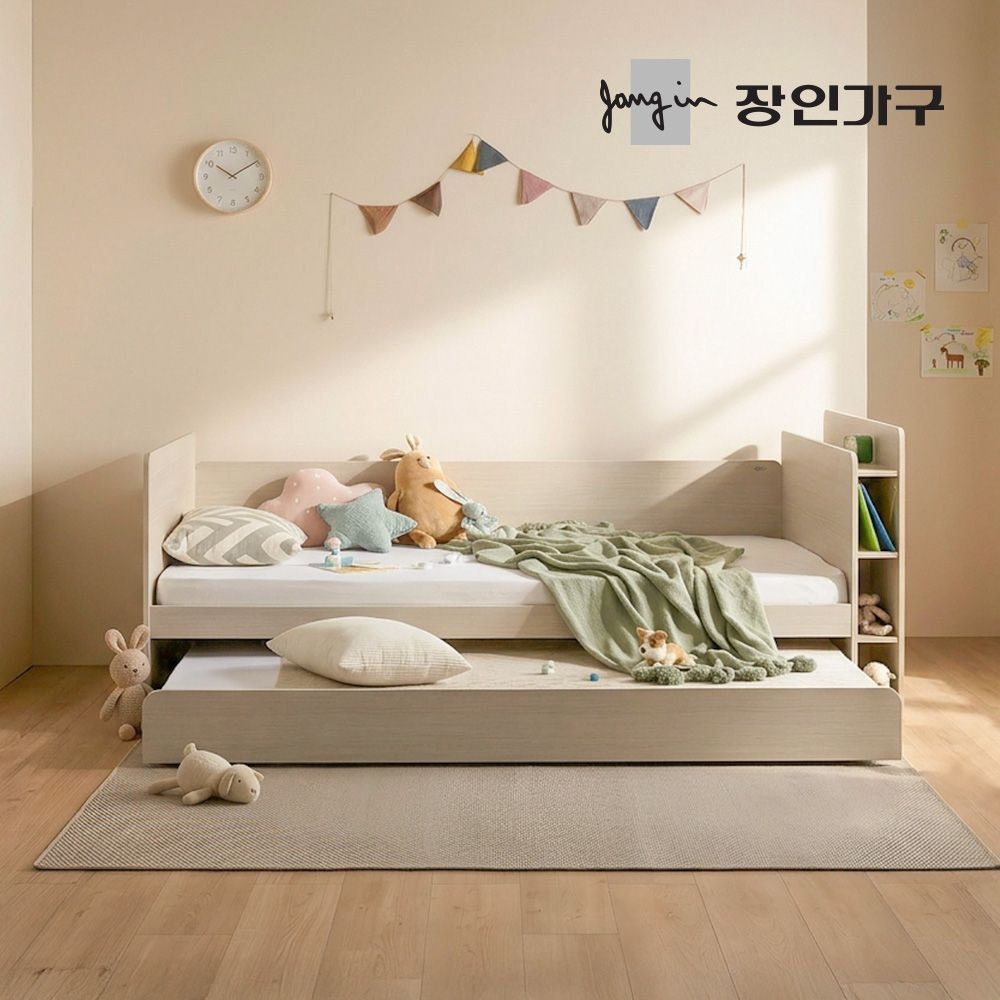 장인가구 뉴피터 LED 수납헤드 E0 슬라이드 2단침대 침대프레임 SS+낮은포켓+7존포켓