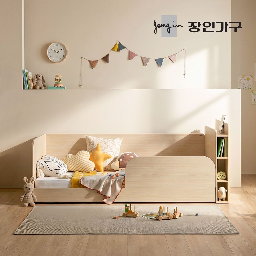 장인가구 뉴피터 LED 수납헤드 E0 저상형 데이베드 침대 프레임 SS+가드
