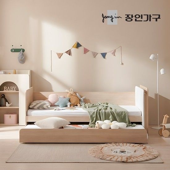 (무료배송) 뉴피터 LED 패브릭헤드 E0 슬라이드 2단침대 침대프레임 S+낮은포켓+7존포켓