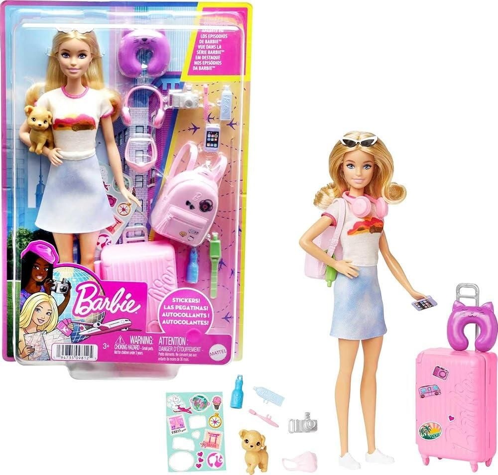 바비 [해외] Barbie 인형 액서리 강아지 10개 의 피스가 있는 여행 트 가방 개폐 가능 금발 머리 말리부 [호환]