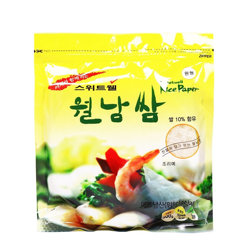 스위트웰 월남쌈 300g-16cm-원형-지퍼백-약57장