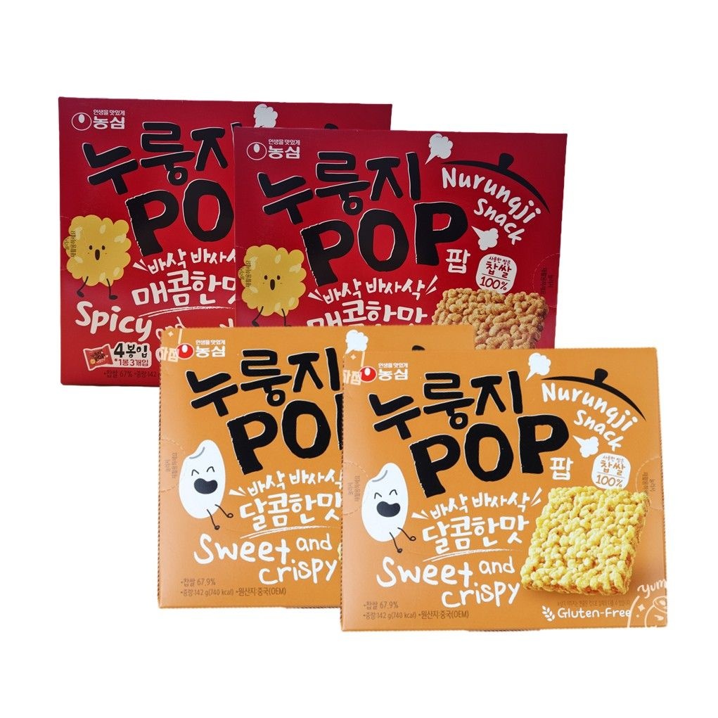 농심 누룽지팝 달콤한맛 2개 + 매콤한맛 2개 / 찹쌀과자