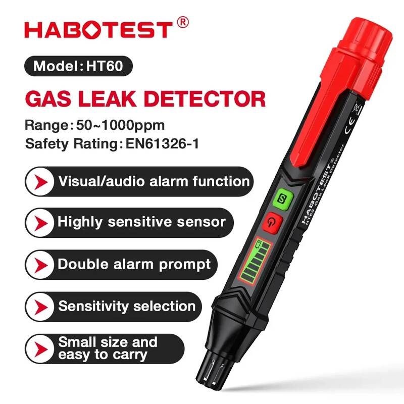 UnKnown [해외] 누수탐지기 AliExpress 컬렉션 HABOTEST 천연 가스 감지기 가청 및 시각 경보 휴대용 스니퍼 가연성 위치 파악용 HT59 HT6
