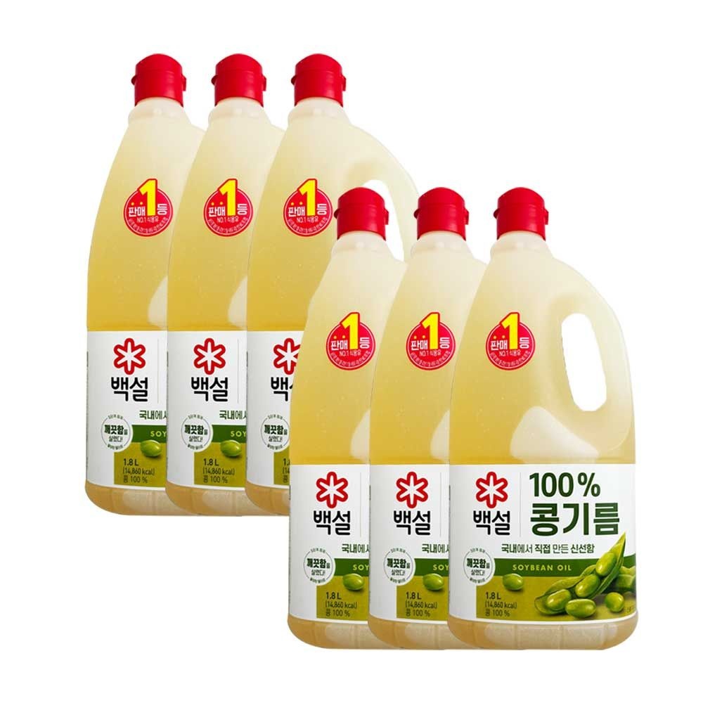 백설 CJ 백설 콩기름 식용유 1.8L x 6개