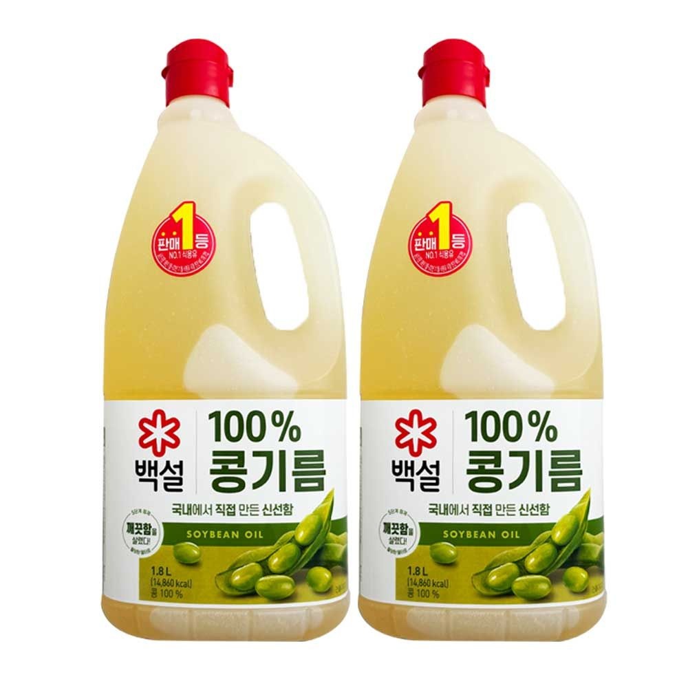 백설 CJ 백설 콩기름 식용유 1.8L x 2개