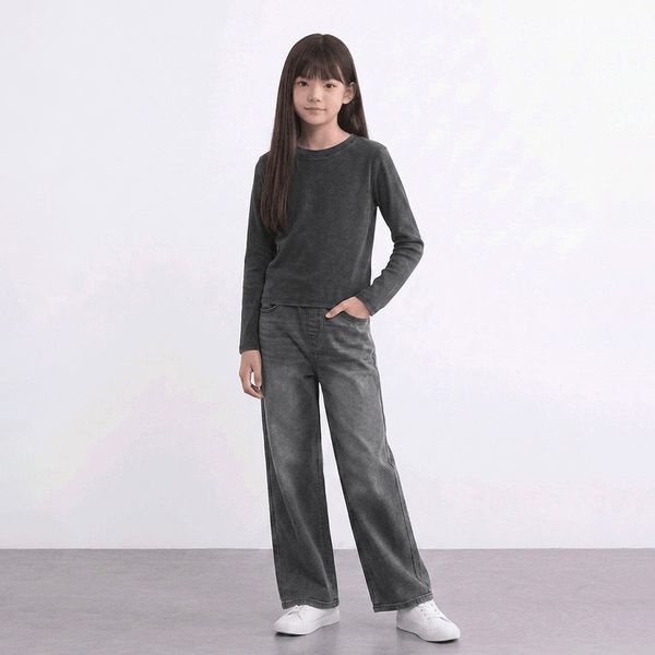 행텐틴즈 여아 스판 사이드 턱 와이드 데님팬츠_165(14580-155-603-10)