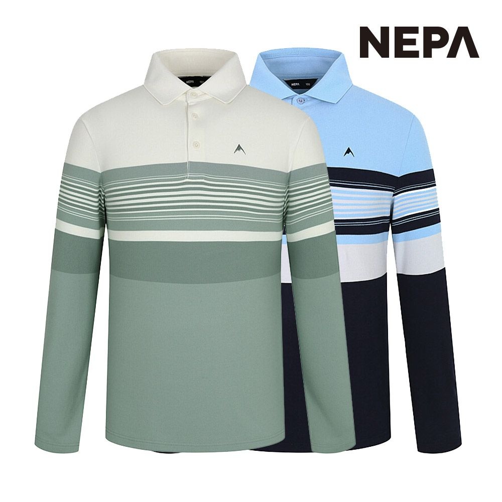 (현대Hmall) [정가 129,000원] 네파 남성 스트라이프 패턴 기모 폴로티셔츠 (레귤러핏) 7J75244