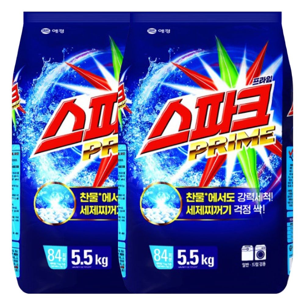 애경 스파크 세탁세제 찬물전용 리필 5.5kg X 2개