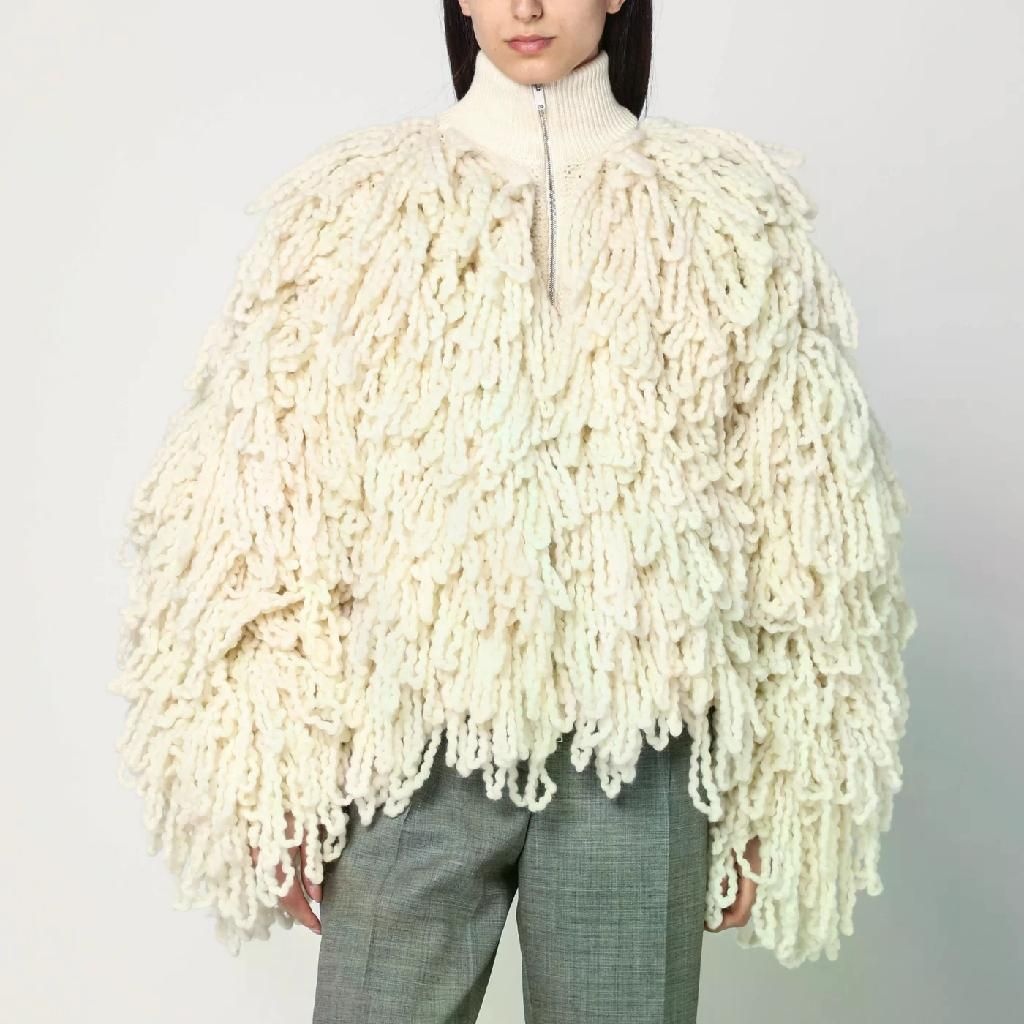 [해외] 25FW 스텔라 매카트니 화이트 울 봄버 자켓 with fringes 6K10773S25959500 TP577554219