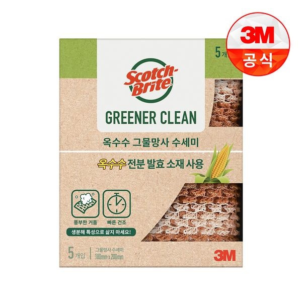 3M [3M]내츄럴 옥수수 그물망사 수세미 5입
