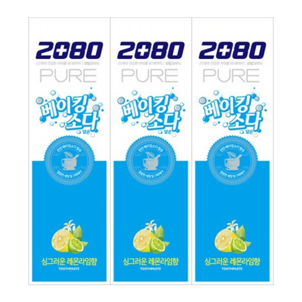 2080 퓨어 베이킹소다 치약 레몬라임 120g X 3개