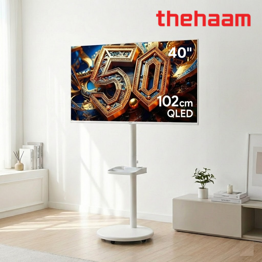 더함 삼탠바이미 40인치 구글5.0 IPS패널 화이트 캠핑 나들이 TV  NA401QLED+이동식스탠드 패키지