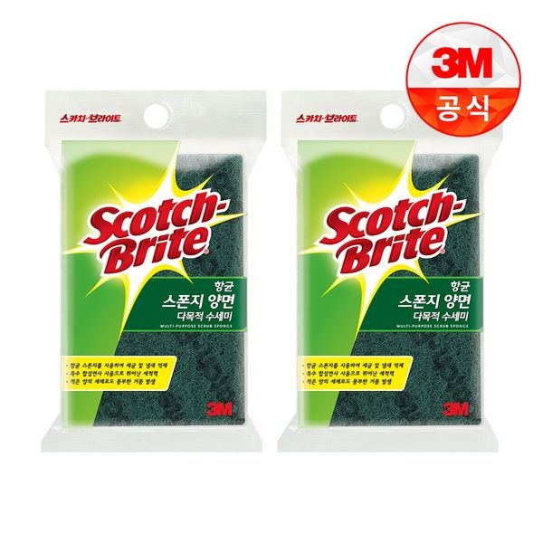 3M [3M]다목적 스펀지 수세미(대)90x150mm(2입) x 2개