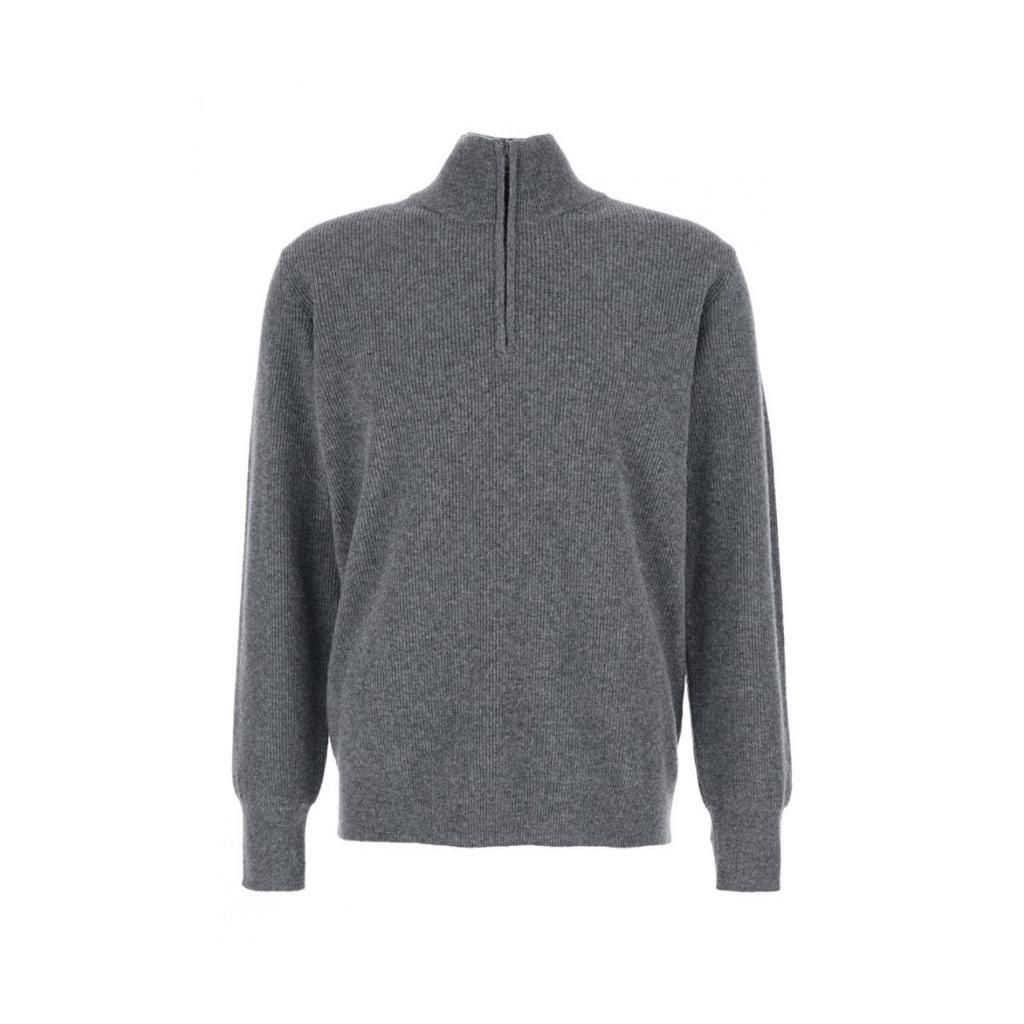[해외] 로베르토 콜리나 25FW 로베르토콜리나 Grey Ribbed 니트 스웨터 With High 넥 앤 하프 집 Closure In 울 Man 253M21315M2118 TP577988636